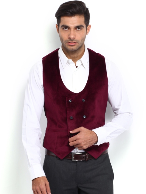 

Peter England Men Maroon Waistcoat
