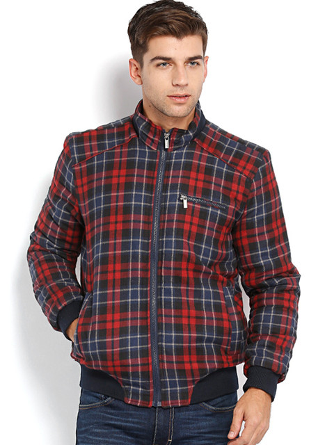 

Peter England Casuals Men Navy & Red Checked Padded Jacket, Multi