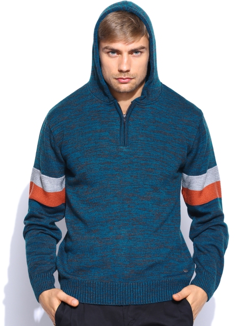 

Peter England Men Blue Hooded Woollen Sweater
