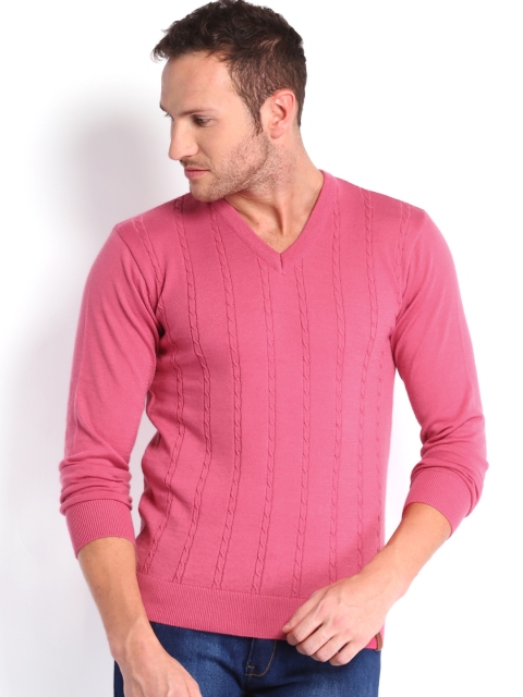 

Peter England Men Pink Woollen Sweater