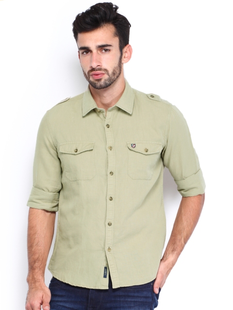 

U.S. Polo Assn. Men Light Olive Green Linen Casual Shirt