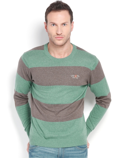 

U.S. Polo Assn. Denim Co. Men Brown & Green Striped Sweater