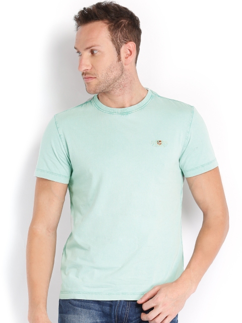 

U.S. Polo Assn. Denim Co. Men Mint Green Pure Cotton T-shirt