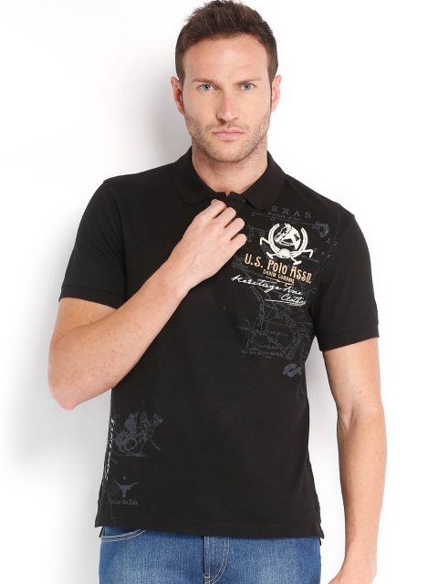 

U.S. Polo Assn. Denim Co. Men Black Printed Polo T-shirt