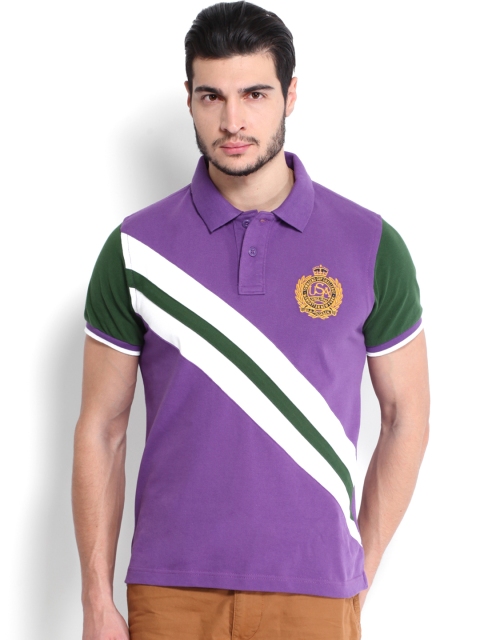 

U.S. Polo Assn. Men Purple Polo Pure Cotton T-shirt