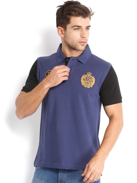 

U.S. Polo Assn. Men Navy Black Polo Pure Cotton T-shirt, Navy blue