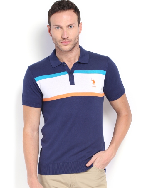 

U.S. Polo Assn. Men Navy Pique Polo Pure Cotton T-shirt, Navy blue