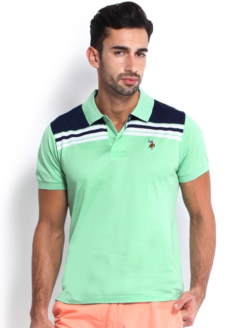 

U.S. Polo Assn. Men Green Polo Pure Cotton T-shirt