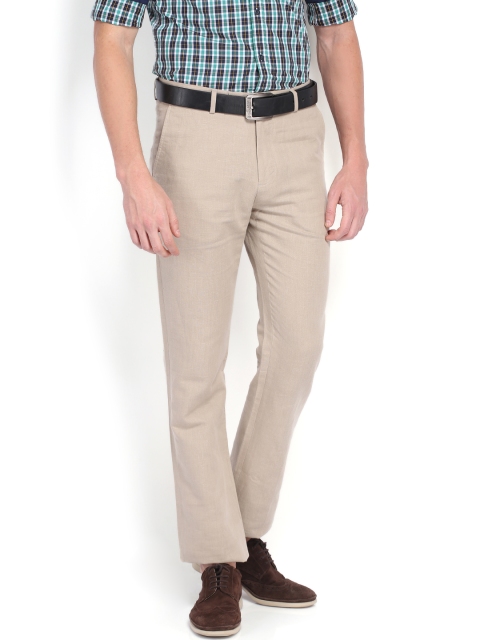 

U.S. Polo Assn. Men Beige Linen Tailored Fit Trousers