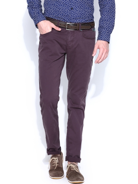 

Breakbounce Men Burgundy Buddy Hug Regular Fit Casual Trousers
