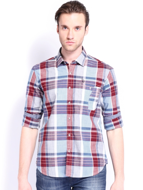 

U.S. Polo Assn. Denim Co. Men Blue & Red Checked Casual Shirt