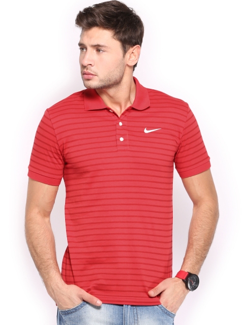 

Nike Men Red Striped Matchup Polo T-shirt