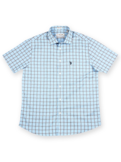 

U.S. Polo Assn. Men Blue Checked Tailored Fit Smart Casual Shirt