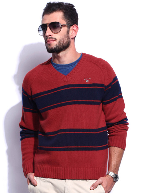 

GANT Men Red Woollen Striped Sweater