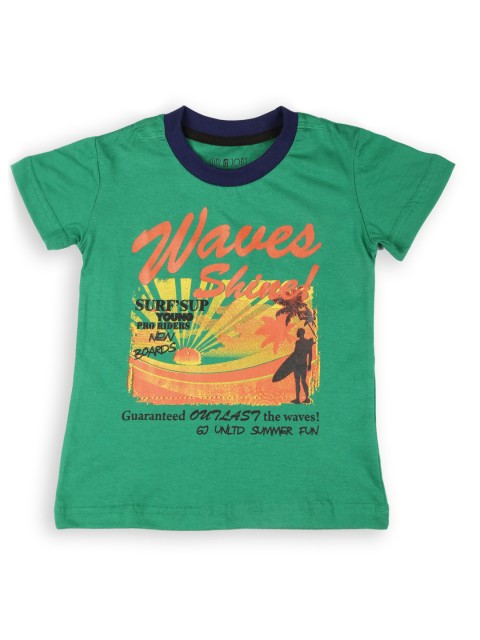

Gini and Jony Boys Green Printed T-shirt