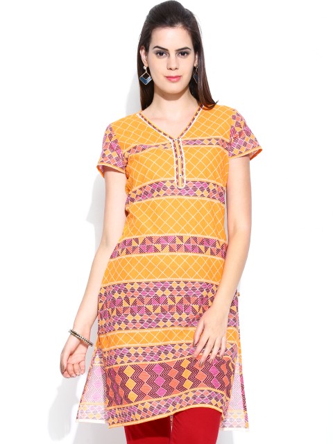 

Aurelia Women Yellow Printed Kurta