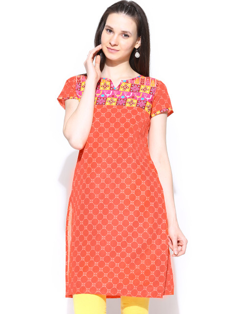

Aurelia Women Orange Printed Kurta