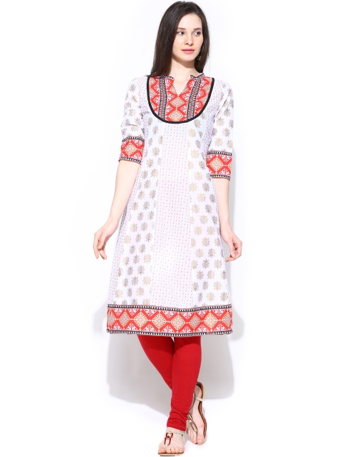 

Aurelia Women White Printed Anarkali Kurta