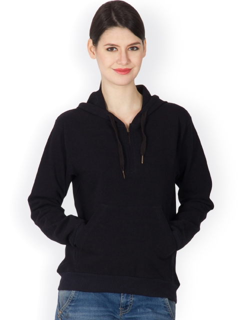 

Hypernation Women Black Hooded Sweatshirt