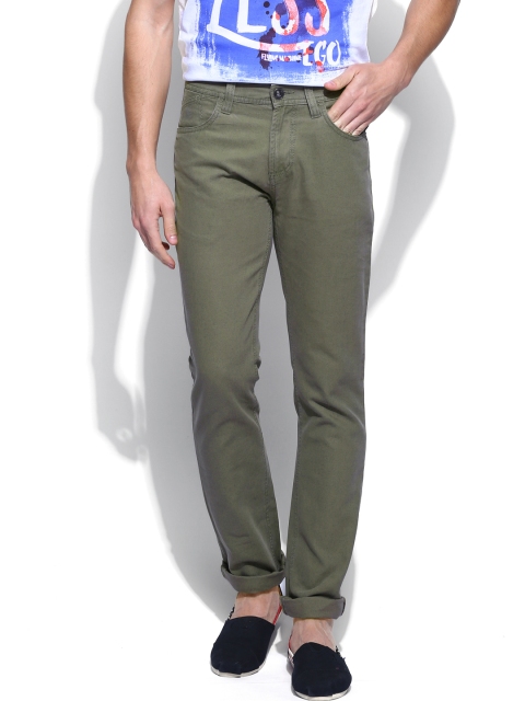 

Flying Machine Men Olive Green Slim Fit Trousers