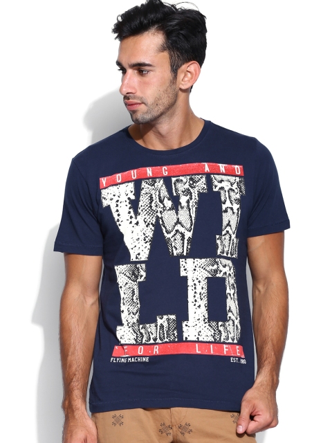 

Flying Machine Men Navy Printed T-shirt, Navy blue