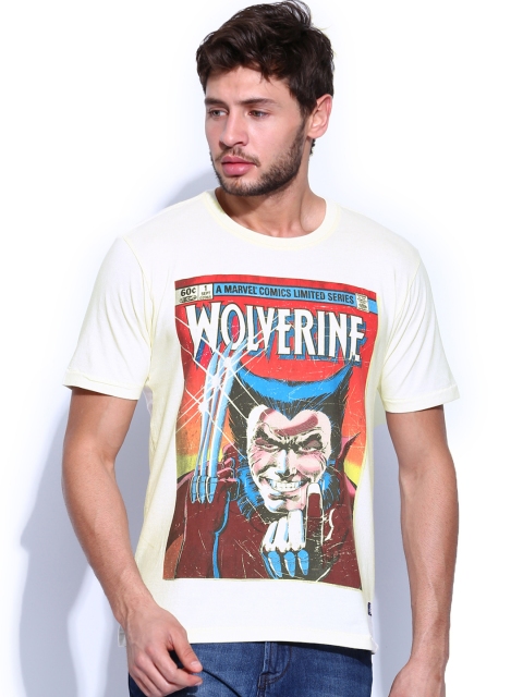 

Flying Machine Men Cream-Coloured Printed T-shirt