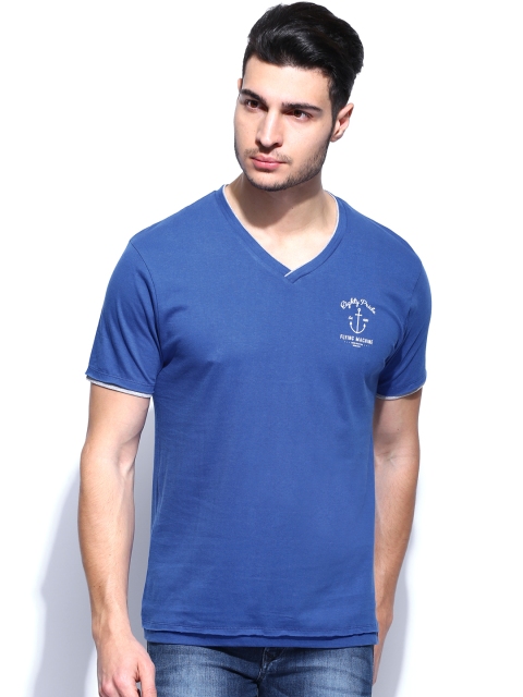 

Flying Machine Men Blue Pure Cotton T-shirt