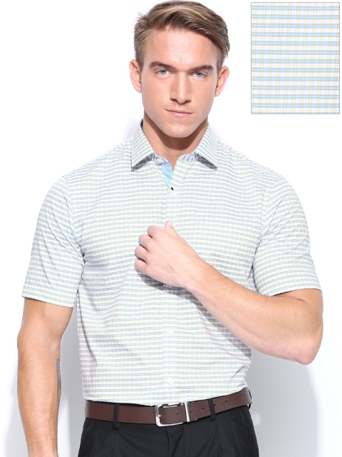 

Arrow Men Yellow & Off-White Checked Slim Fit Formal Shirt
