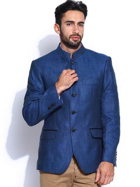 

Arrow Men Dark Blue Linen Blazer