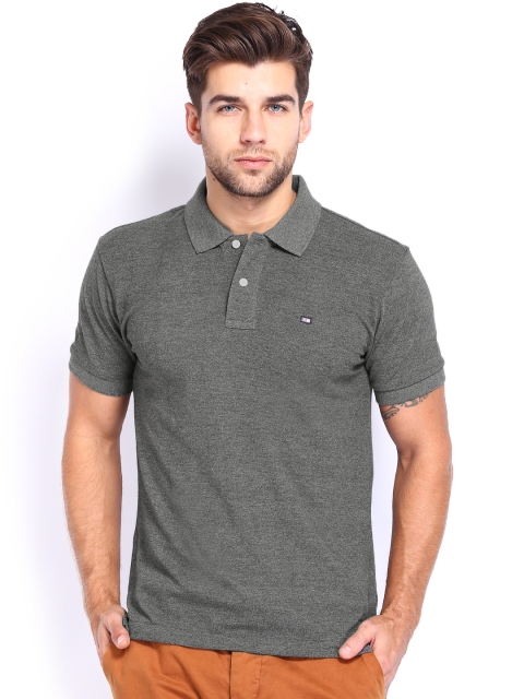 

Arrow Sport Men Charcoal Grey Melange Polo Pure Cotton T-shirt