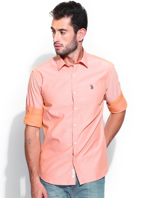 

U.S. Polo Assn. Men Orange Tailored Fit Casual Shirt