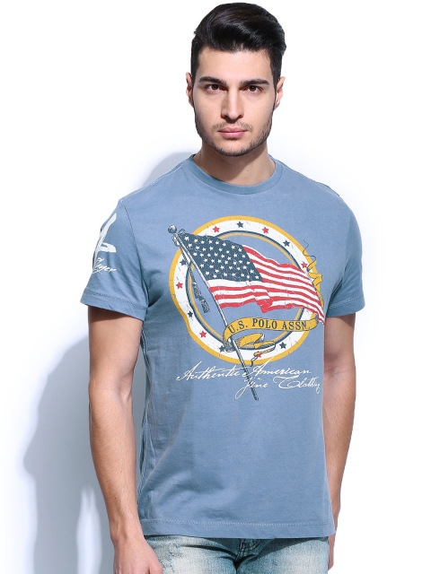

U.S. Polo Assn. Denim Co. Men Blue Printed T-shirt