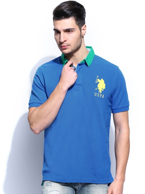 

U.S. Polo Assn. Men Blue Polo Pure Cotton T-shirt