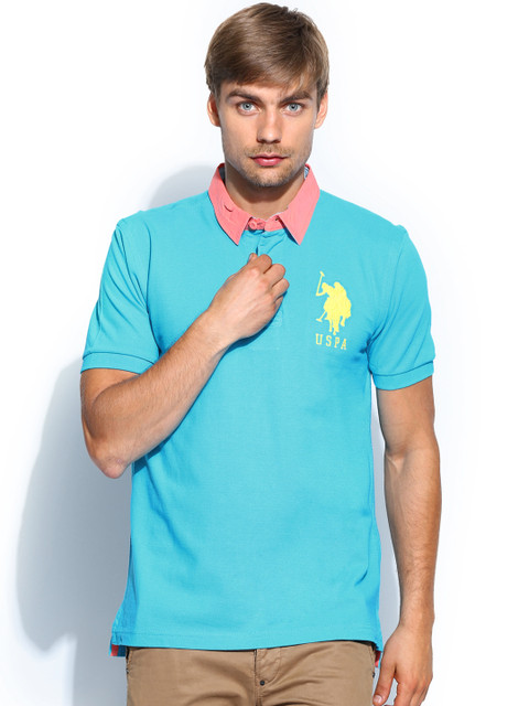 

U.S. Polo Assn. Men Blue Polo Pure Cotton T-shirt