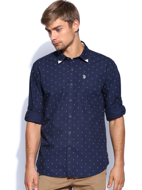 

U.S. Polo Assn. Denim Co. Men Navy Printed Casual Shirt, Navy blue