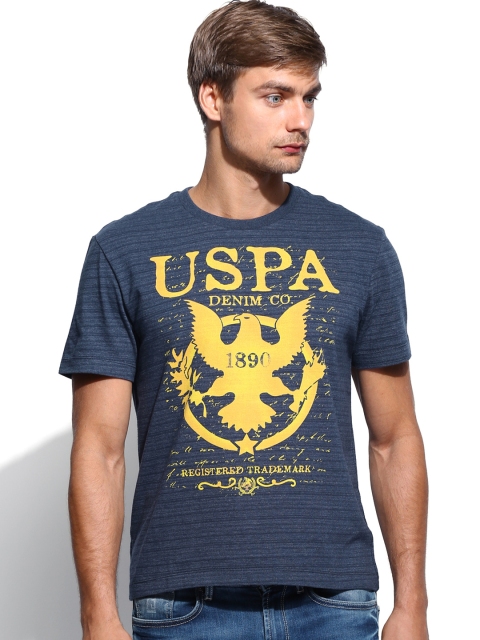 

U.S. Polo Assn. Denim Co. Men Navy Melange Printed T-shirt, Navy blue