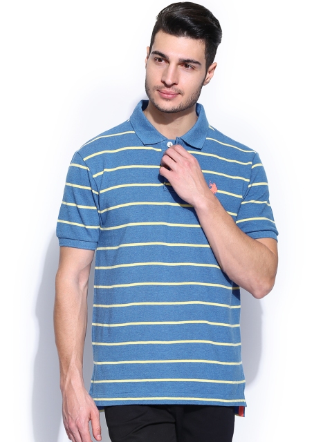 

U.S. Polo Assn. Men Blue Melange Striped Polo T-shirt