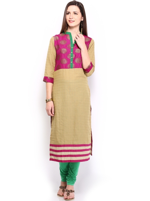 

Vishudh Women Beige & Magenta Kurta