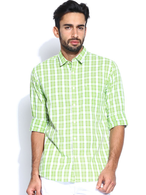 

IZOD Men Green & White Slim Fit Casual Shirt