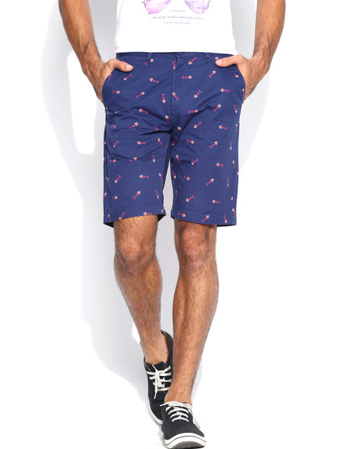 

IZOD Men Navy Printed Shorts, Navy blue