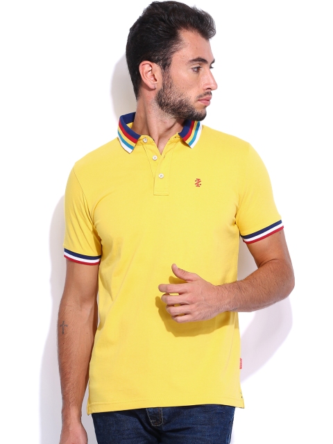 

IZOD Men Yellow Polo Pure Cotton T-shirt