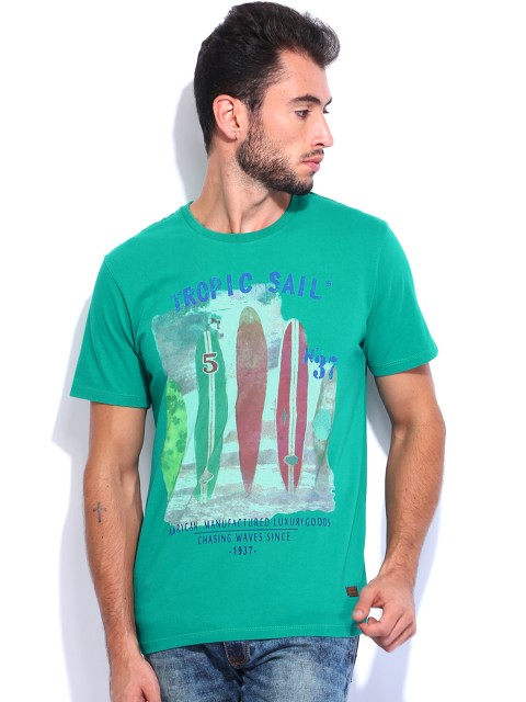 

IZOD Men Green Printed T-shirt