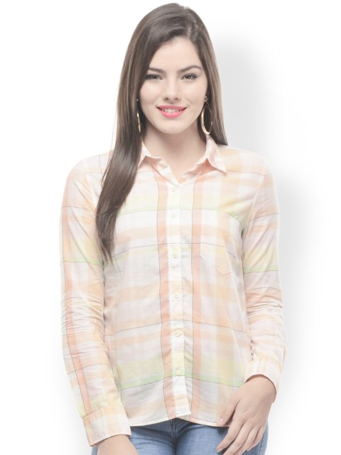 

Hapuka Women Pink & White Checked Casual Shirt