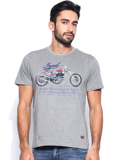 

IZOD Men Grey Melange Printed T-shirt