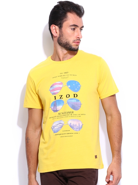 

IZOD Men Yellow Printed T-shirt
