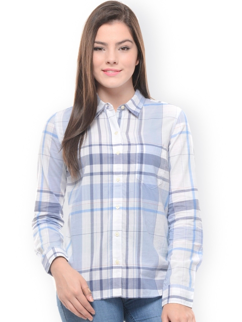 

Hapuka Women White & Blue Checked Casual Shirt