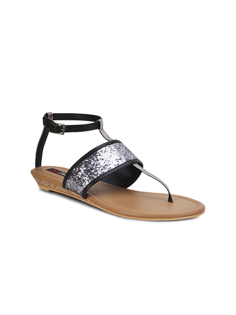 

Get Glamr Women Black & Silver-Toned Flats