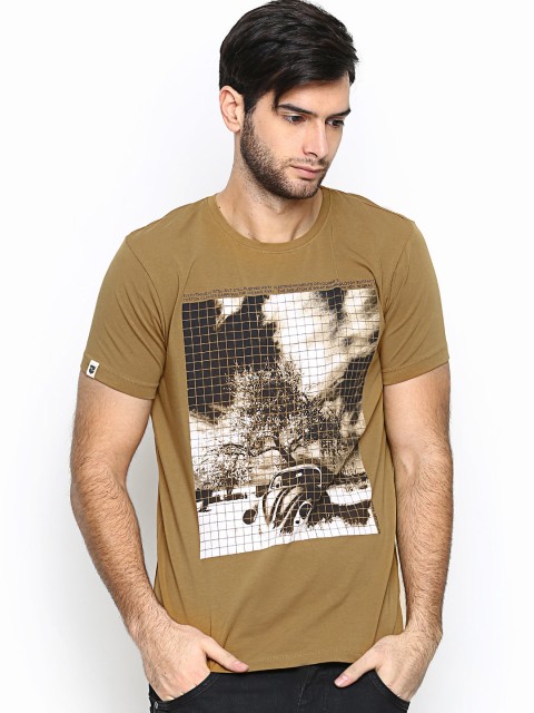 

SPYKAR Men Khaki Printed T-shirt