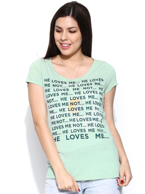 

Vero Moda Women Mint Green Printed T-shirt