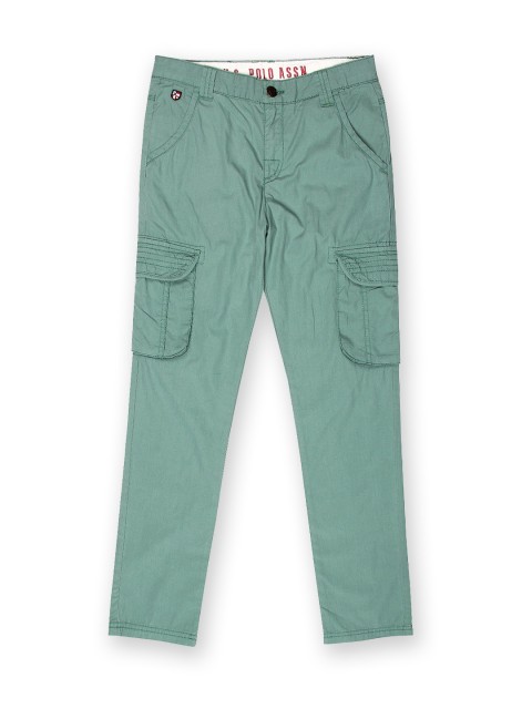

U.S. Polo Assn. Kids Boys Green Slim Fit Cargo Trousers